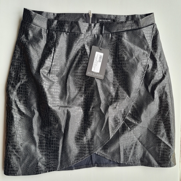 PrettyLittleThing Dresses & Skirts - Pretty Little Things Black Leather Look Wrap skirt size 16 Rrp $45